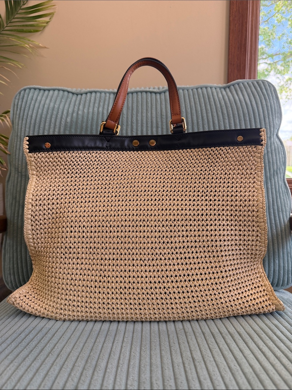 Fendi Peekaboo X-Tote - Beige Raffia - Medium - Picture 2 of 8